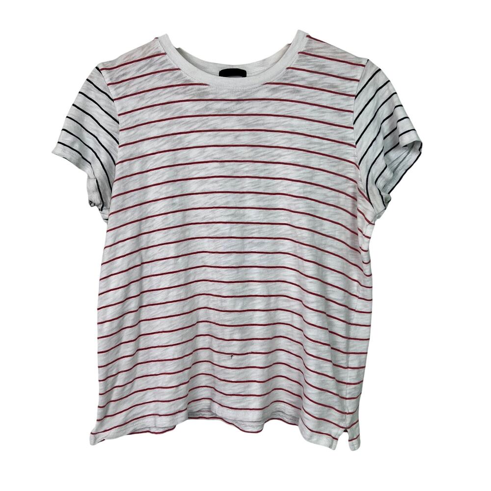 ATM Anthony Thomas Melillo Large Striped Slub‎ Jersey Schoolboy Crew Neck Tee